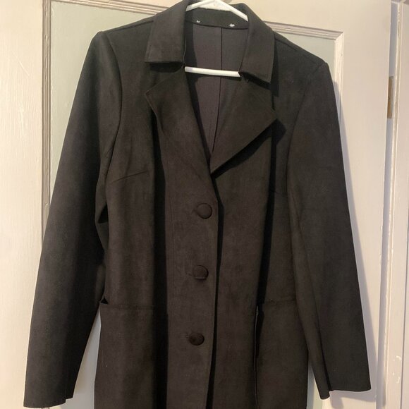 Jackets & Blazers - Coat, faux suede, black M, lightweight